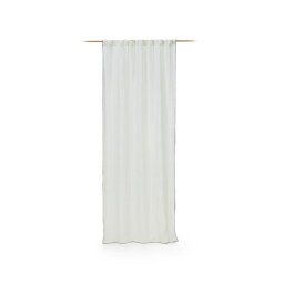 Adra curtain in white striped linen and cotton with embroidery 140 x 270 cm