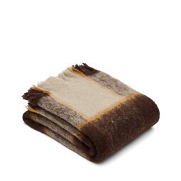 Grijs met bruin geruite Maro-deken met franjes 130 x 170 cm
