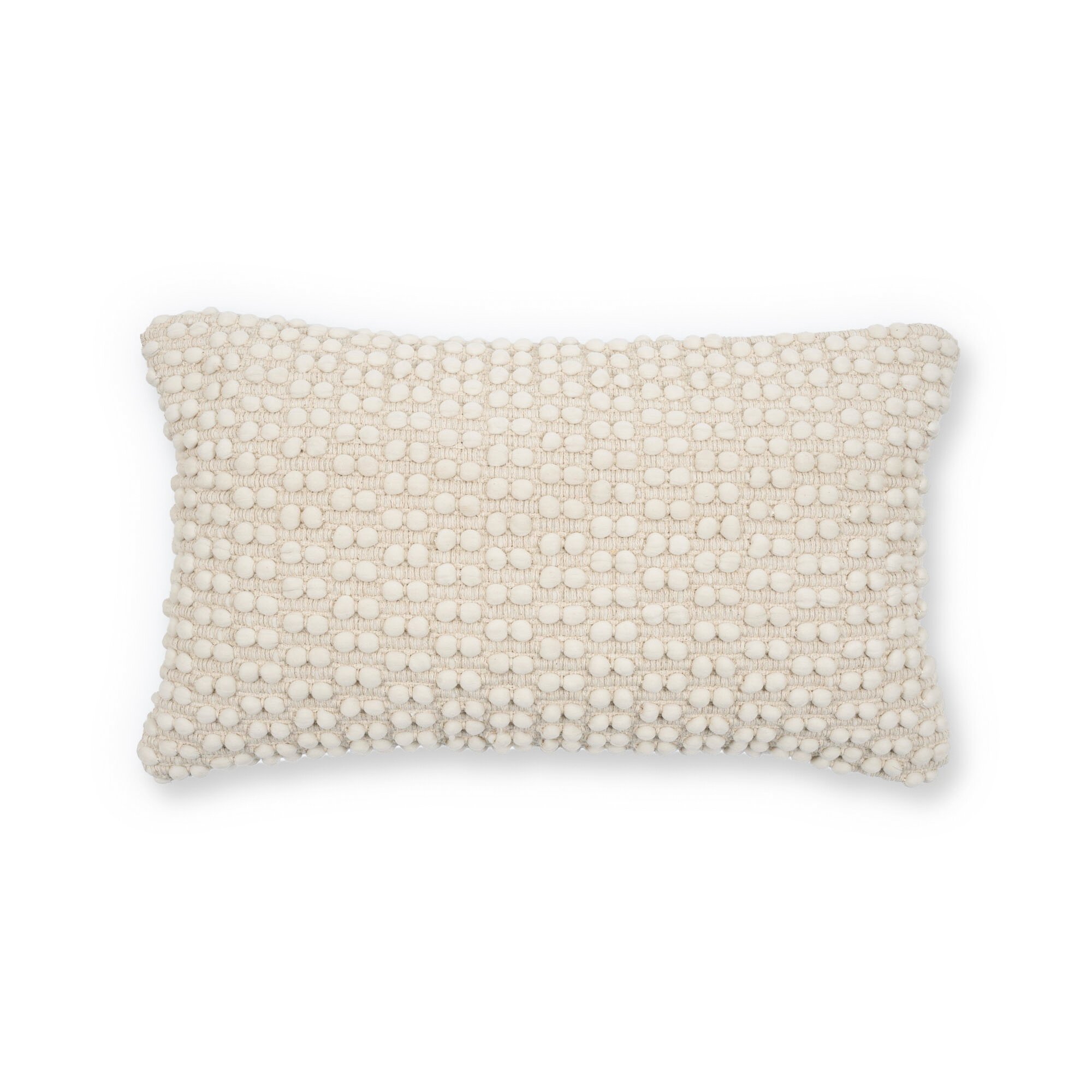 Mascarell cushion cover in white cotton and polypropylene, 30 x 50 cm