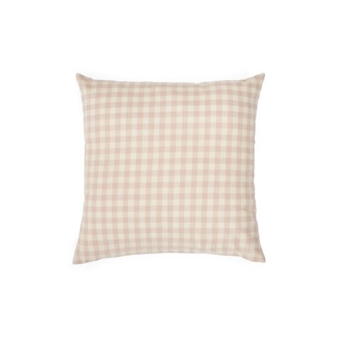 Housse de coussin  Yanil 100% coton à carreaux rose et beige 45 x 45 cm