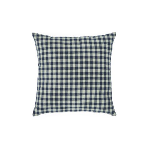 Housse coussin  Yanil 100% coton carreaux vert et bleu 45 x 45 cm