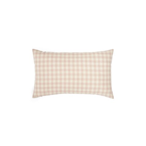 DE_Housse de coussin  Yanil 100% coton à carreaux rose et beige 30 x 50 cm