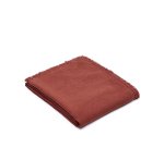 Montalt 100% linen tablecloth with terracotta fringes and black contrast stitching 150 x 250 cm
