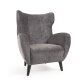 Patio armchair in blue with solid, natural rubberwood legs in black