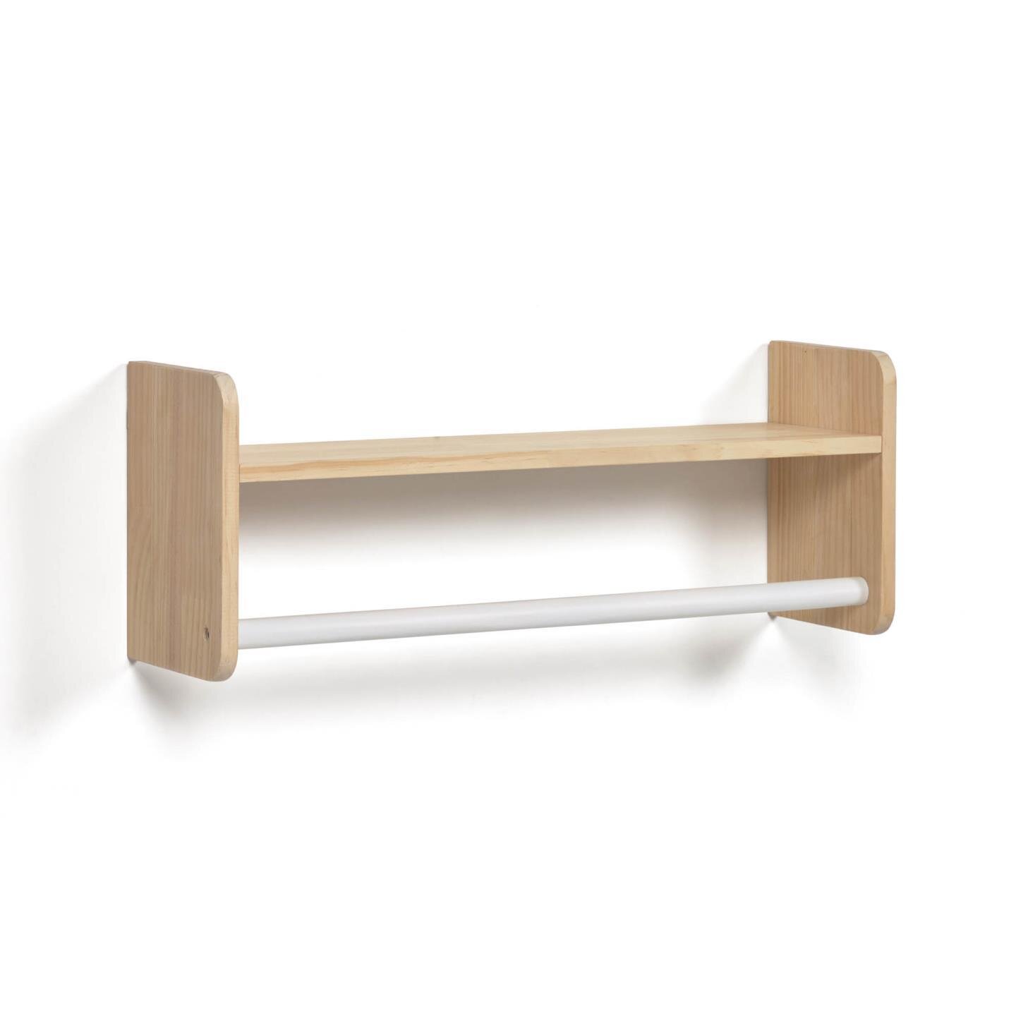 Étagère penderie Florentina en pin massif naturel et MDF blanc 52,5 cm FSC MIX Credit