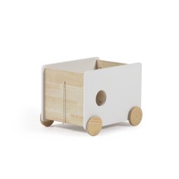 Chariot de rangement Bianina en pin massif naturel et MDF blanc FSC MIX Credit