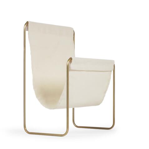 Siana beige magazine rack in golden metal