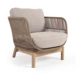 Catalina armchair made with beige rope and FSC solid acacia wood