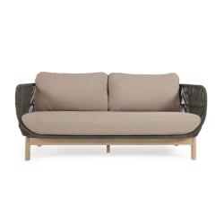 Sofá Catalina 3 plazas de cuerda verde y madera maciza de acacia 170 cm FSC