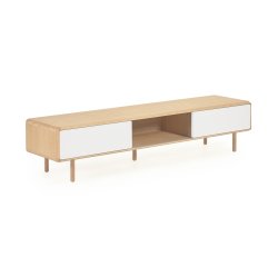 Mueble TV Anielle 2 puertas de madera maciza y chapa de fresno 180 x 41 cm