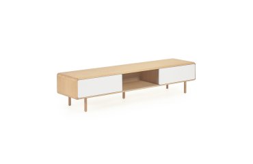Mueble TV Anielle 2 puertas de madera maciza y chapa de fresno 180 x 41 cm