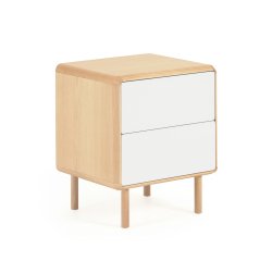 Mesita de noche Anielle de madera maciza y chapa de fresno 50 x 58,4 cm