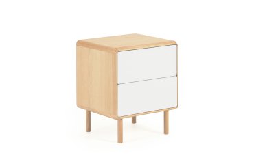 Mesita de noche Anielle de madera maciza y chapa de fresno 50 x 58,4 cm