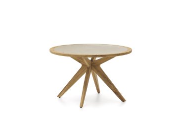 Julieta round table in polycement and solid acacia wood Ø 120 cm FSC 100%