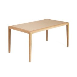 Mesa Better de polycemento beige y madera maciza de acacia 160 x 90 cm FSC 100%