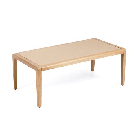 Mesa de centro Better de polycemento beige y madera maciza de acacia 120 x 70 cm FSC 100%