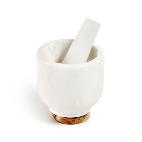 Cinderella pestle and mortar in white marble and wood