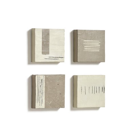 Tasia set of 4 brown paintings, 15 x 15 cm