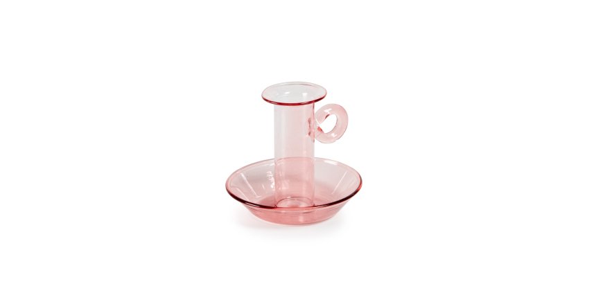 Yumalay small candle holder in pink glass