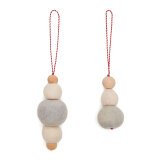 Dempsey set of 2 hanging bauble strings made from grey felt