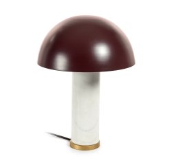 Lámpara de mesa Zorione de mármol blanco y metal con acabado pintado marrón