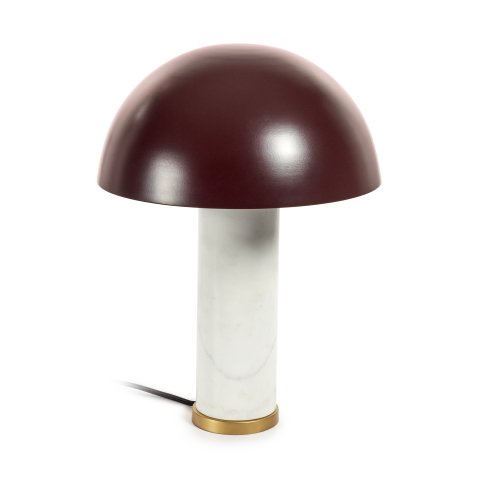 DE_Lampe de table Zorione en marbre blanc et métal peint en marron