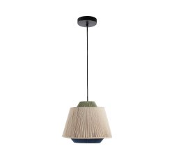 Lámpara de techo Yuvia de algodón con acabado beige y azul
