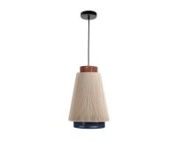 Lámpara de techo Yuvia de algodón con acabado beige, azul y terracota