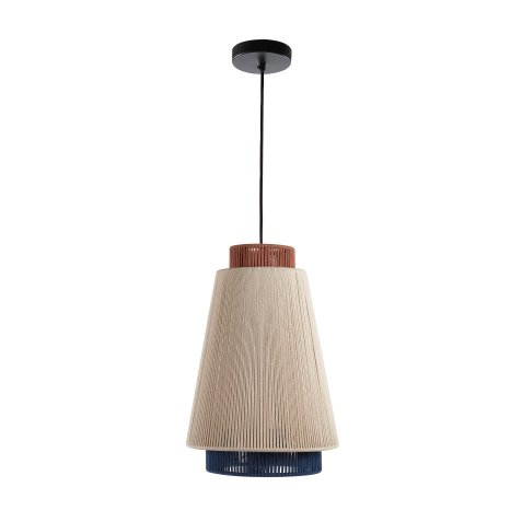 Abat-jour suspension Yuvia en coton finition beige, bleue et terracotta