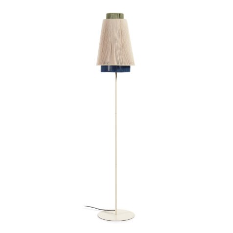 DE_Lampadaire Yuvia en coton finition beige et bleue