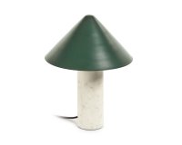 Lámpara de mesa Valentine de mármol blanco y metal con acabado pintado verde