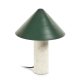 Valentine table lamp, white marble and metal with a green painted finish