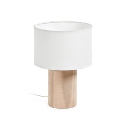 Lampe de table Bianella en velours côtelé beige