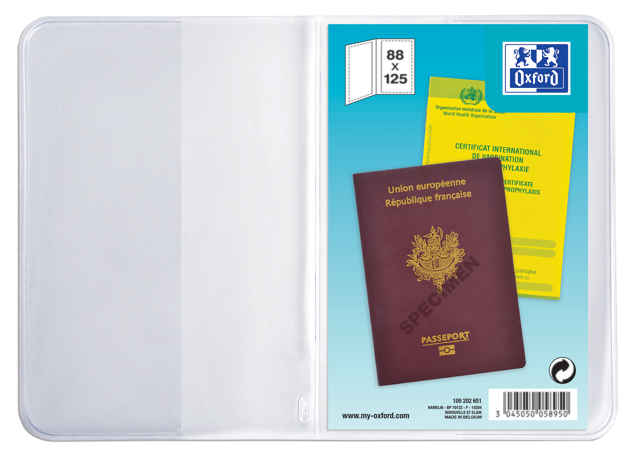 Etui passeport 8,8x12,5 pvc 20/100ème incolore