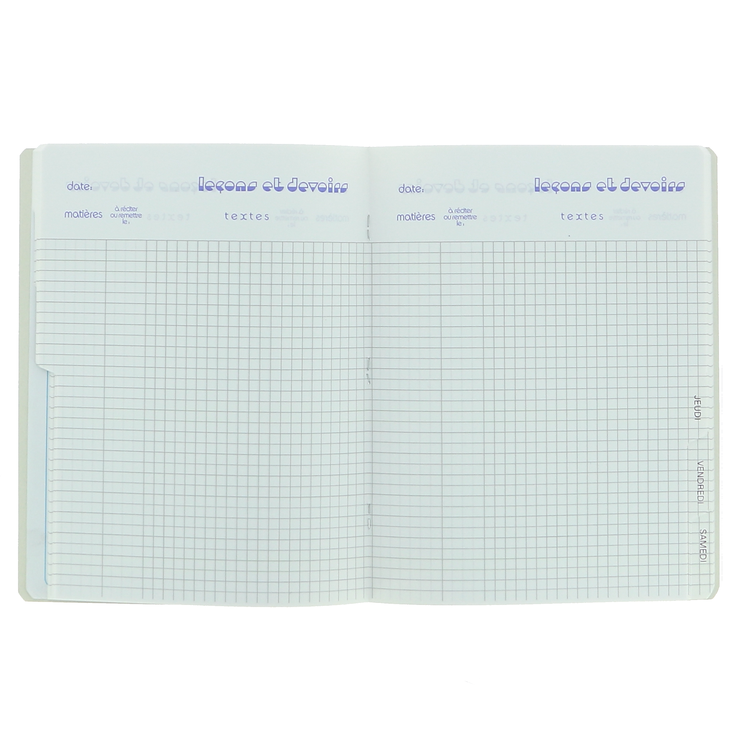 Cahier de textes Conquerant 7 agrafe 170x220 124p 70g q5/5 assorti