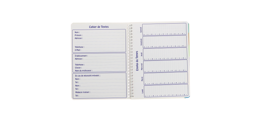 Cahier De Textes Conquerant 7 Integrale 170X220 124P 70G Seyes Assorti