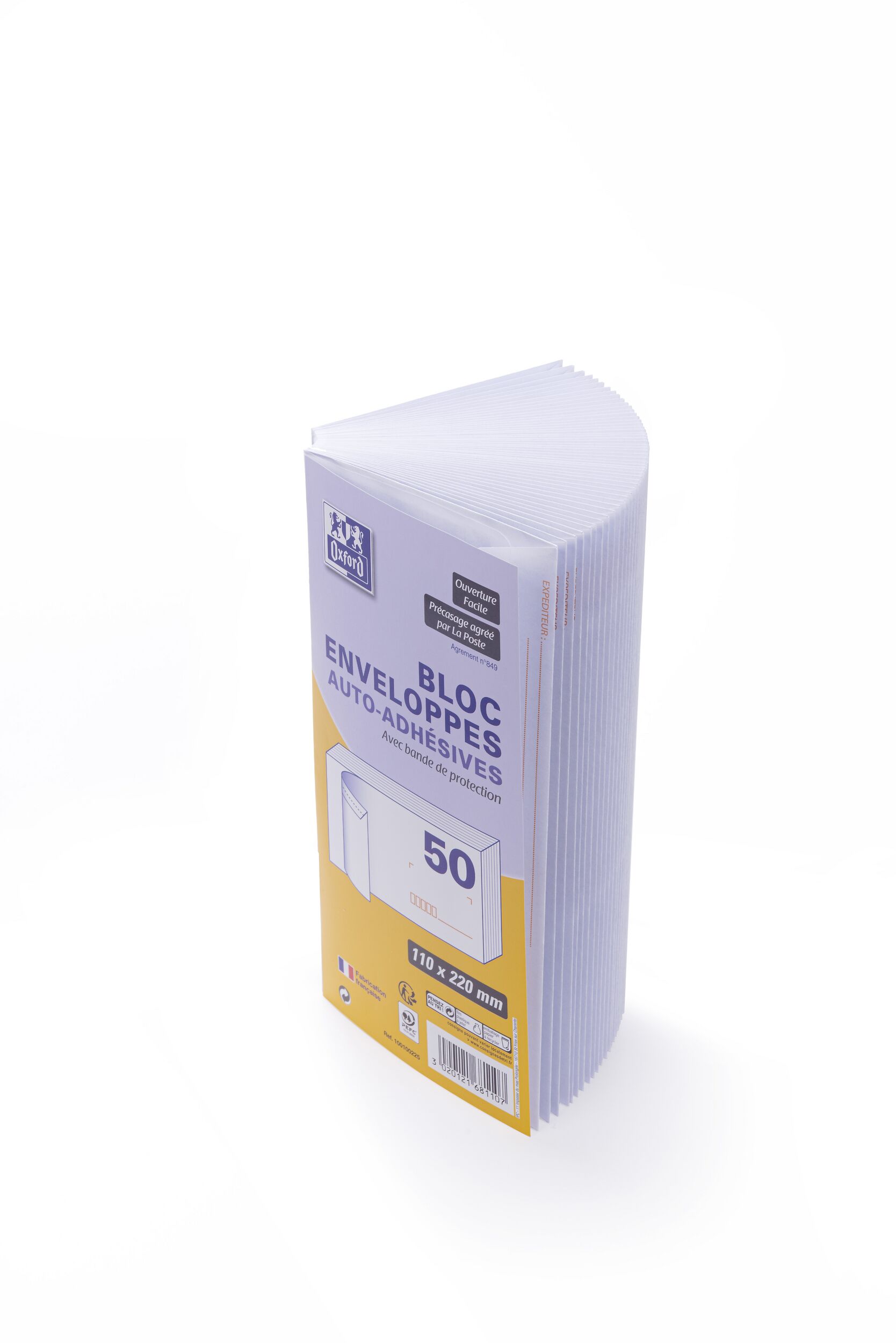 Bloc d enveloppe Oxford 110x220 x50 auto adhesive precasee ouv facile invio