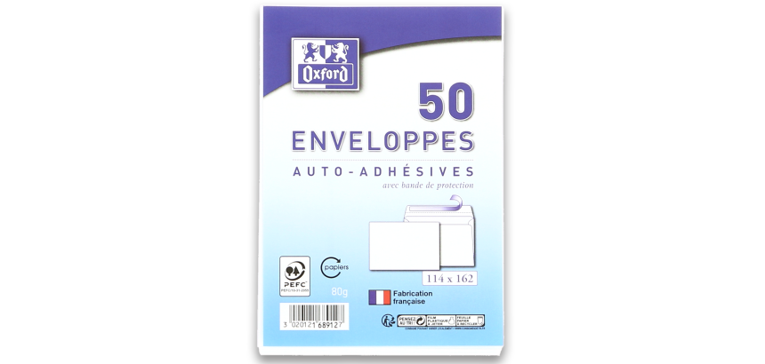 EnveloPPe Oxford 114X162 X50 Auto Adhesive