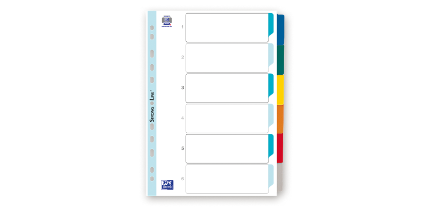 Intercalaires neutres A4 6 positions  colore 170g blanc