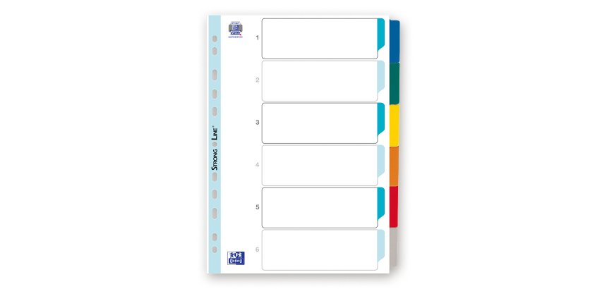 Intercalaires neutres a4 6 positions  colore 170g blanc