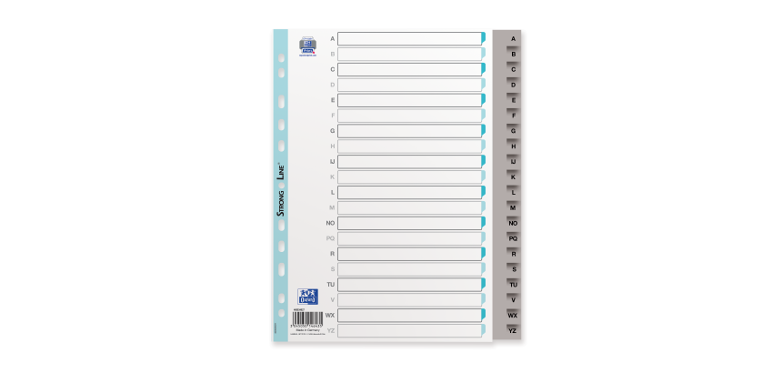 Intercalaire alphabetique français a4xl 20positions polypro 12/100 gris