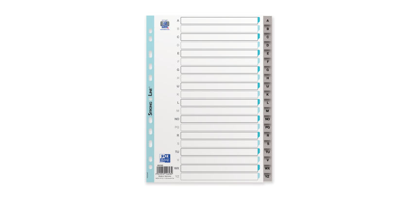 Intercalaire alphabetique français a4 20positions polypro 12/100 gris