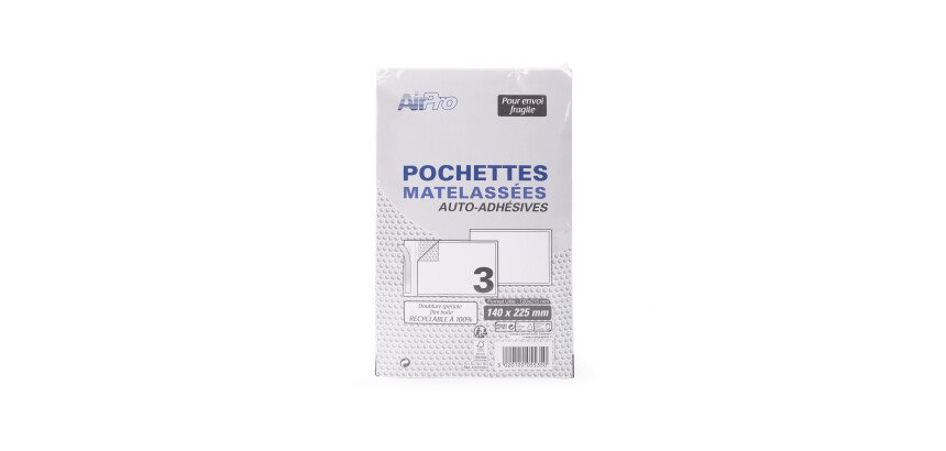 Paquet De 3 Pochettes 120X215Mm Kraft Blanc Matelassées