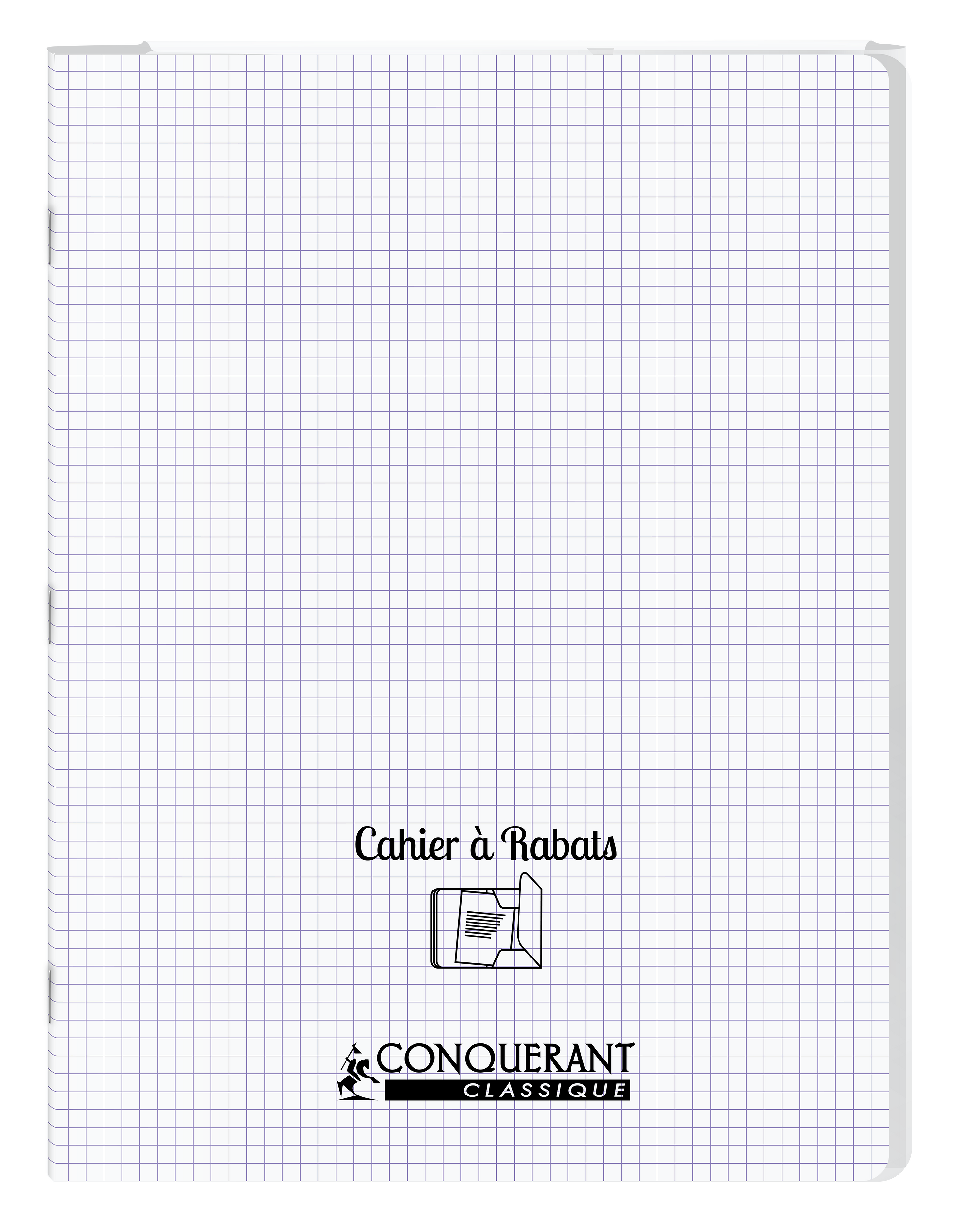 Cahier a rabat Conquerant classique agrafe 240x320 96p 90g q5/5 polypro incolore