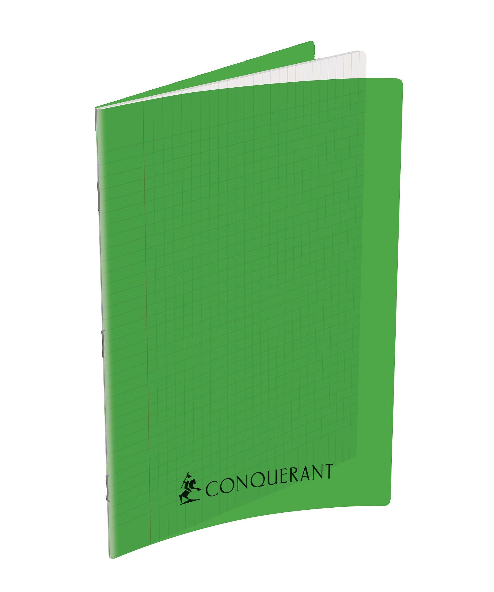 Cahier Conquerant 7 agrafe 210x297 192p 70g seyes polypro vert