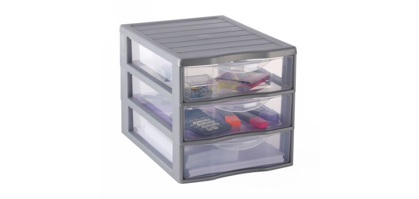 Module de classement Fast Sundis 3 tiroirs gris