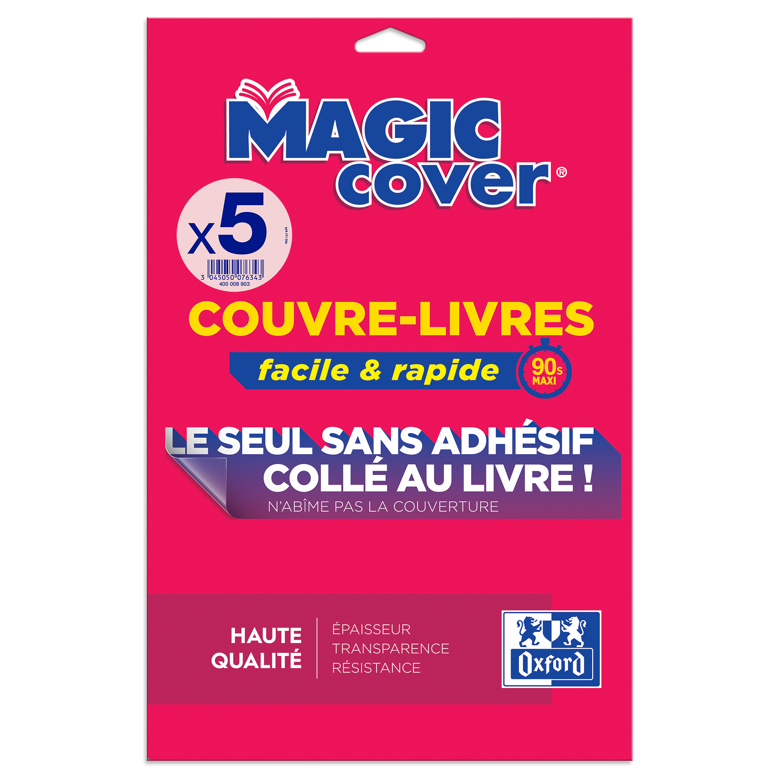 5 feuilles c-livres Oxford magic cover pour a4 pp75 lisse incolore