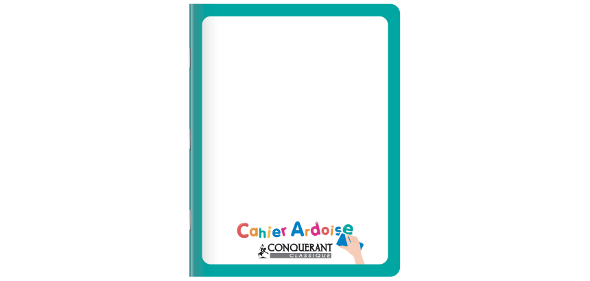 Cahier ardoise Conquerant classique agrafe 170x220 48p 90g seyes aqua