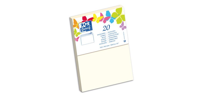 Paquet d'enveloppes Oxford 114x162 x20 beige auto adhesive beige