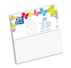 Paquet d'enveloppes Oxford 164x164 x20 gommee patte pointue blanc